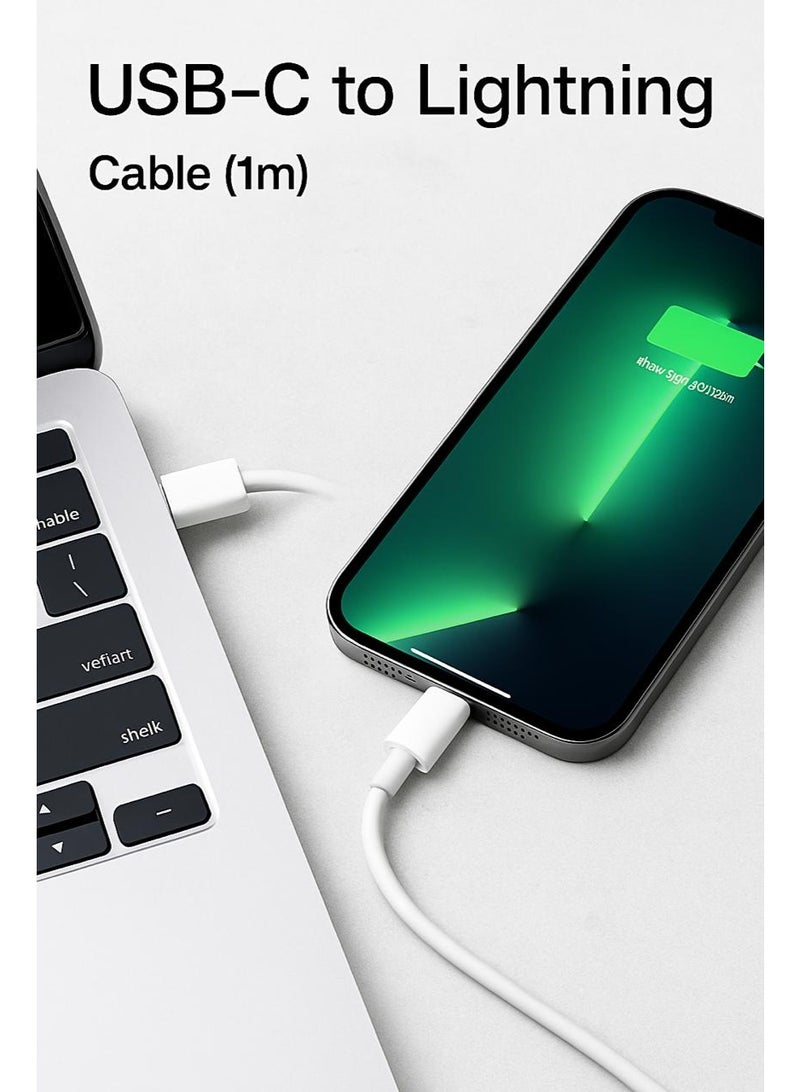 كيبل شاحن آيفون سريع – USB-C إلى لايتنينج PD 20W، متين 1 متر، جودة ممتازة، متوافق مع iPhone 8–14، iPad، AirPods، - Image 4
